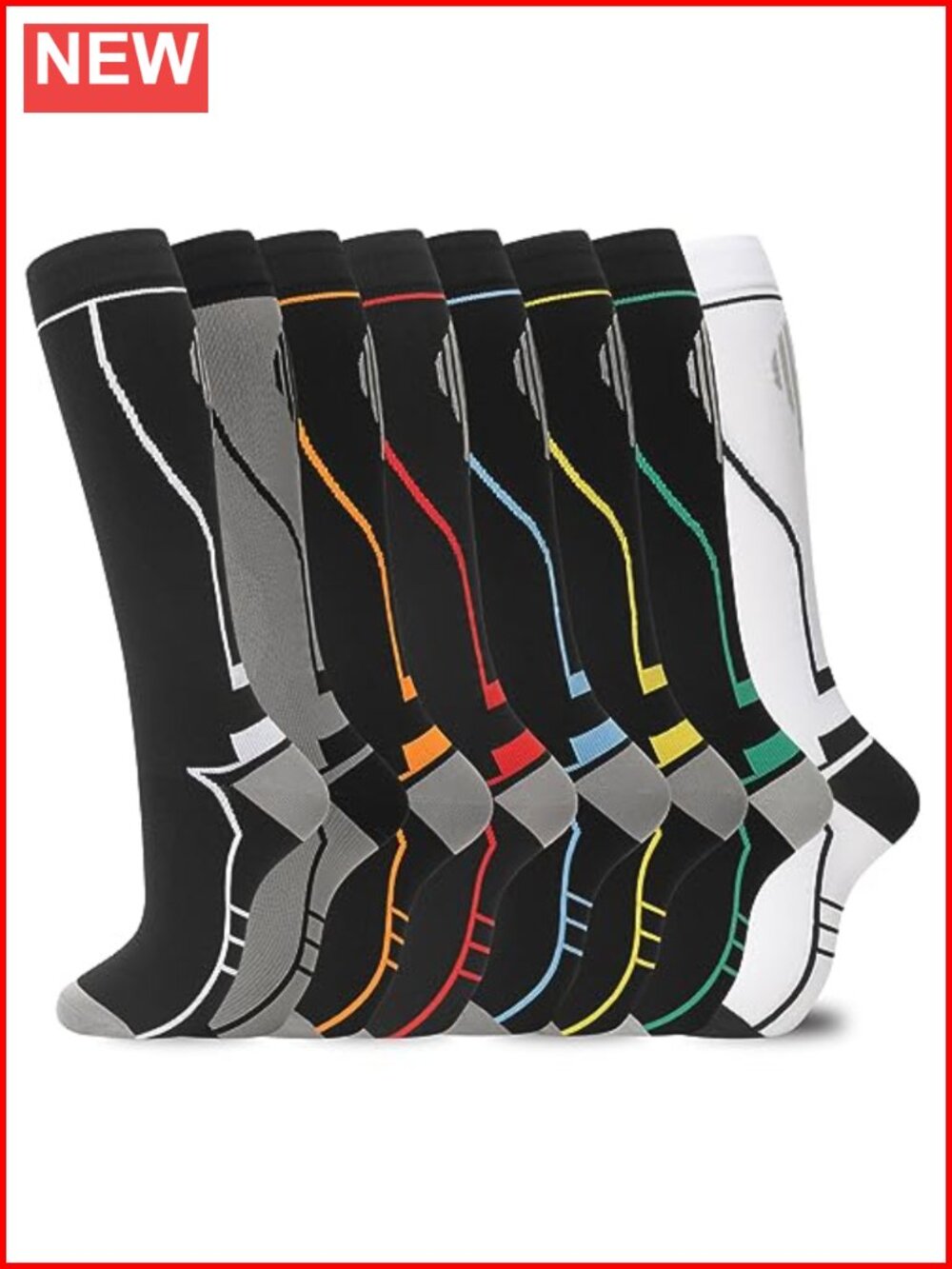 Compression Socks Knee High 8 Pairs Graduated Support